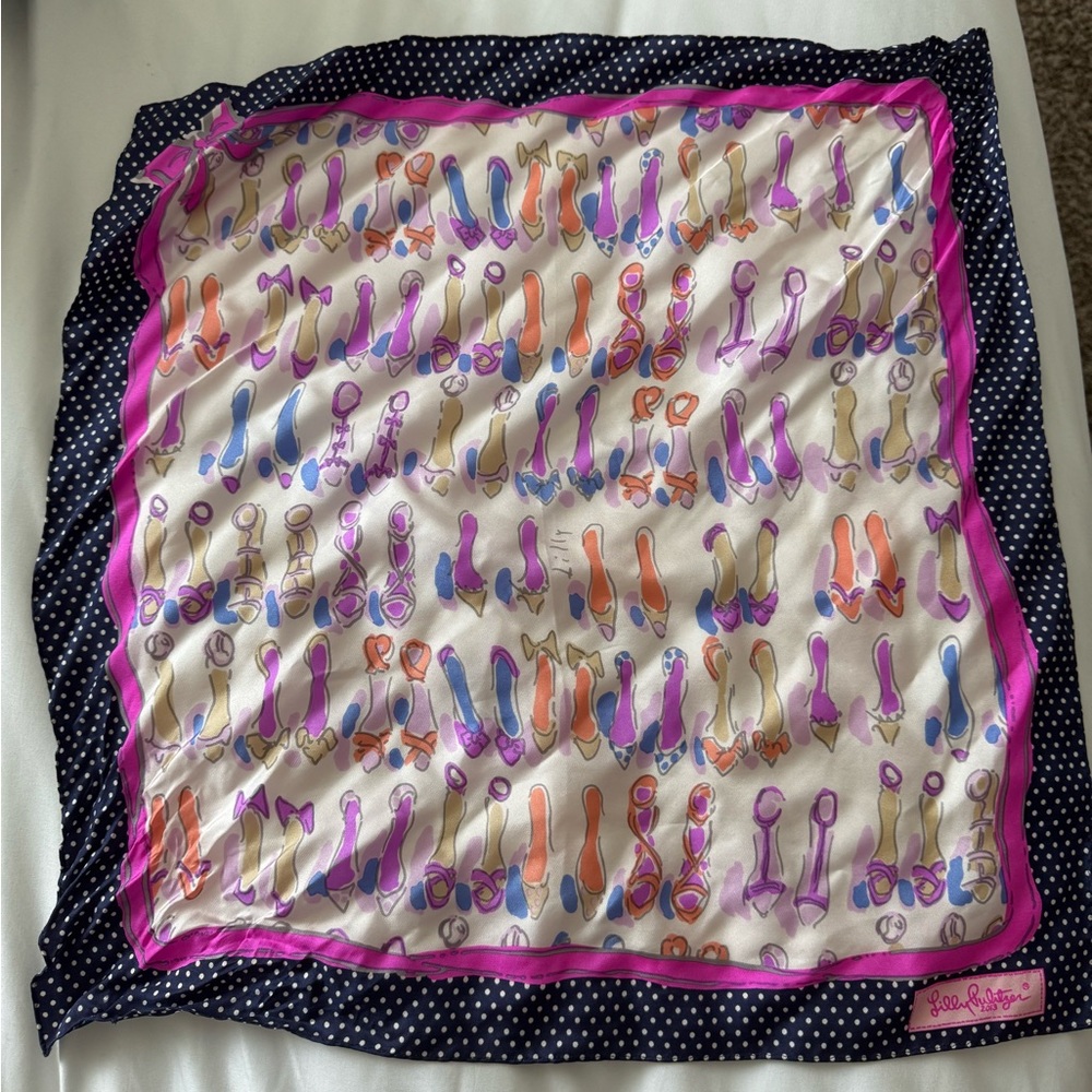 Lilly Pulitzer Pink and Blue Shoe Print Scarf
